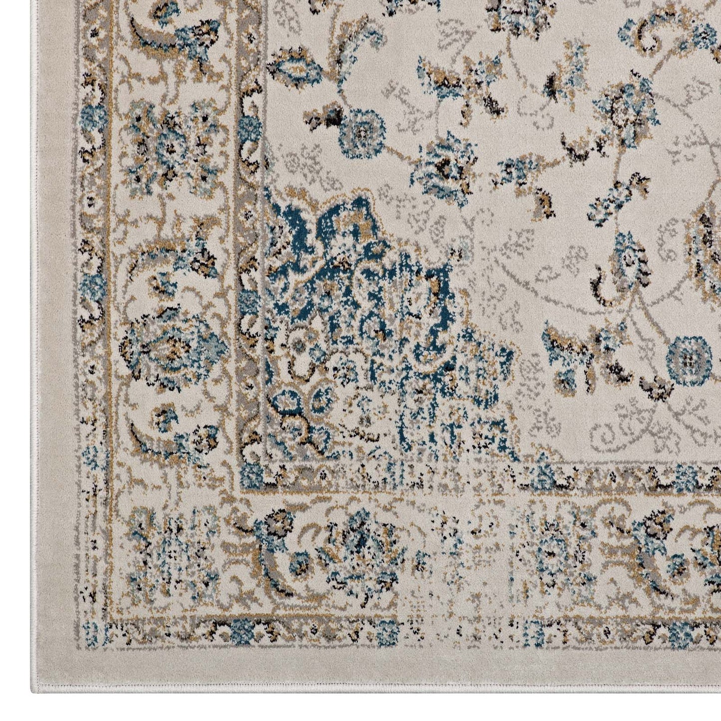 Modway Outlet Atara Distressed Vintage Medallion 5x8 Area Rug by Modway  Living Room Rugs Teal and Beige - R-1102A-58