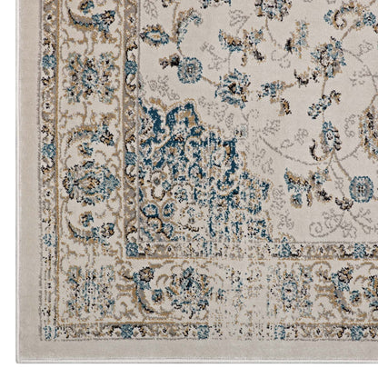 Modway Outlet Atara Distressed Vintage Medallion 5x8 Area Rug by Modway  Living Room Rugs Teal and Beige - R-1102A-58