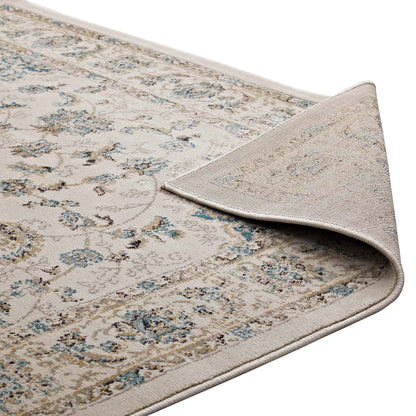 Modway Outlet Atara Distressed Vintage Medallion 5x8 Area Rug by Modway  Living Room Rugs Teal and Beige - R-1102A-58