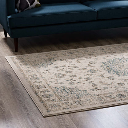 Modway Outlet Atara Distressed Vintage Medallion 5x8 Area Rug by Modway  Living Room Rugs Teal and Beige - R-1102A-58