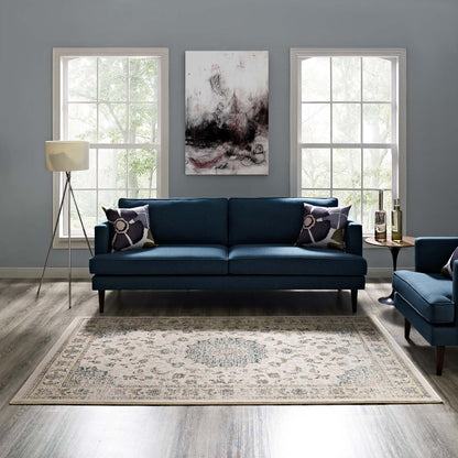 Modway Outlet Atara Distressed Vintage Medallion 5x8 Area Rug by Modway  Living Room Rugs Teal and Beige - R-1102A-58