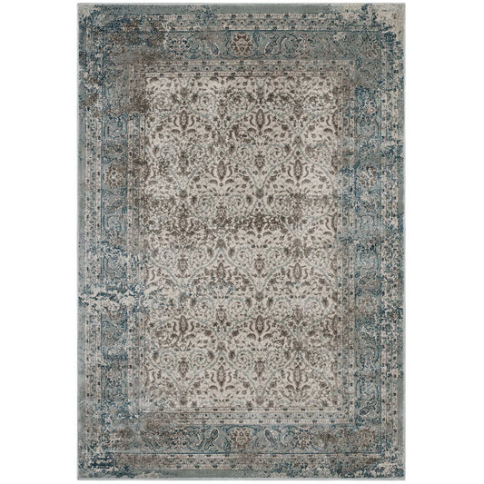 Modway Outlet Dilys Distressed Vintage Floral Lattice 5x8 Area Rug by Modway  Living Room Rugs Teal Brown and Beige - R-1103A-58