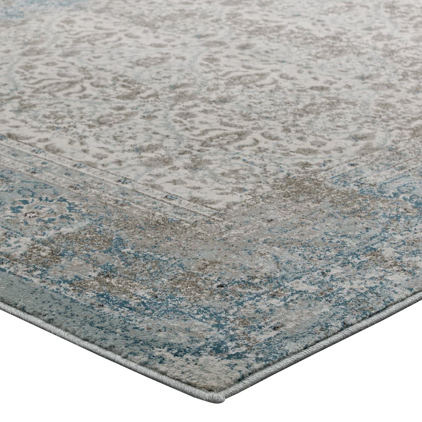 Modway Outlet Dilys Distressed Vintage Floral Lattice 5x8 Area Rug by Modway  Living Room Rugs Teal Brown and Beige - R-1103A-58