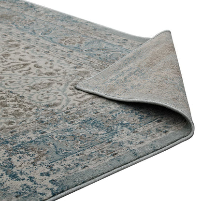 Modway Outlet Dilys Distressed Vintage Floral Lattice 5x8 Area Rug by Modway  Living Room Rugs Teal Brown and Beige - R-1103A-58