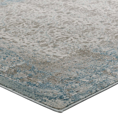 Modway Outlet Dilys Distressed Vintage Floral Lattice 8x10 Area Rug by Modway  Living Room Rugs Teal Brown and Beige - R-1103A-810