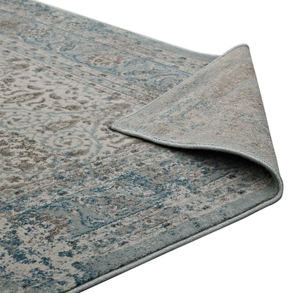Modway Outlet Dilys Distressed Vintage Floral Lattice 8x10 Area Rug by Modway  Living Room Rugs Teal Brown and Beige - R-1103A-810
