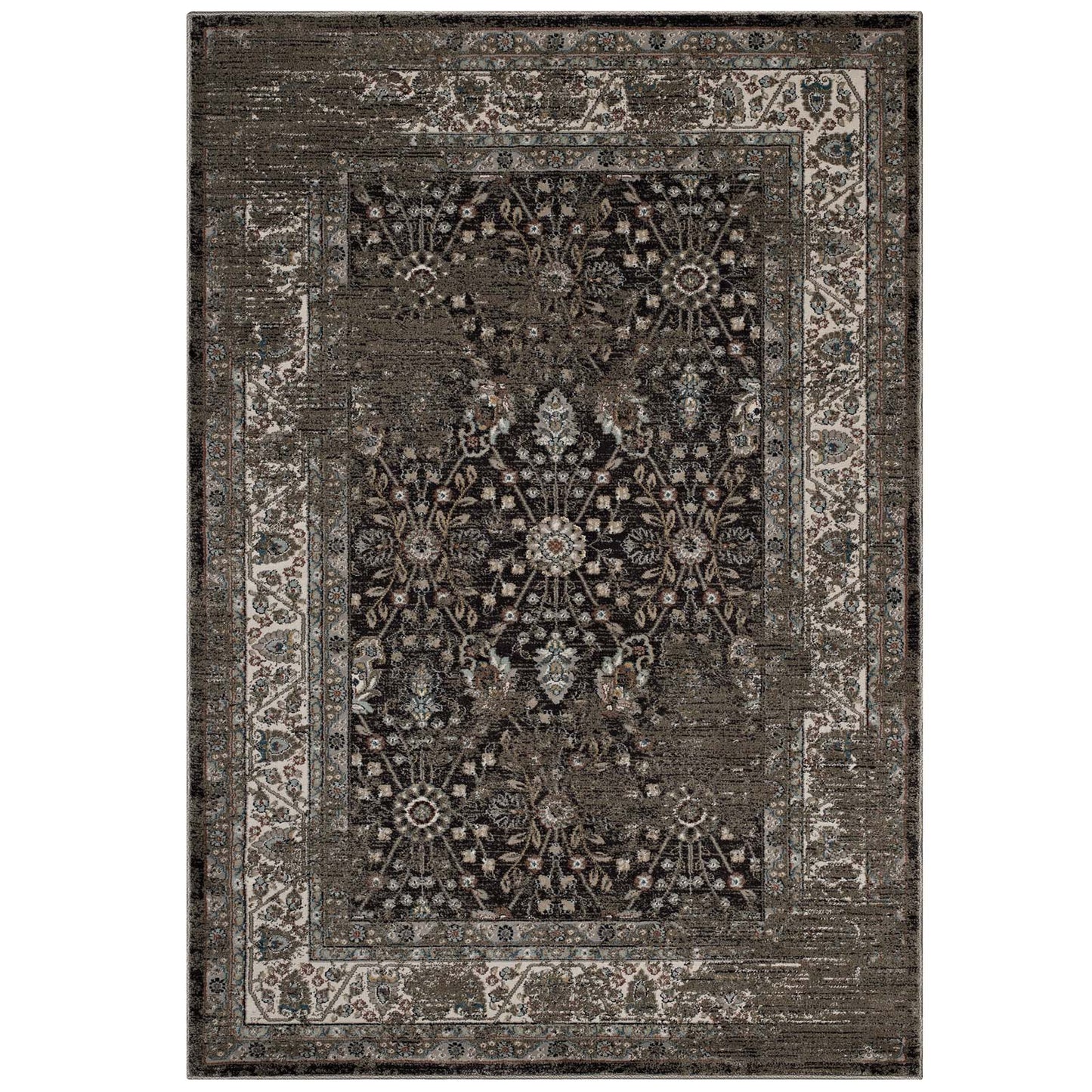 Modway Outlet Berit Distressed Vintage Floral Lattice 5x8 Area Rug by Modway  Living Room Rugs Brown and Beige - R-1104A-58