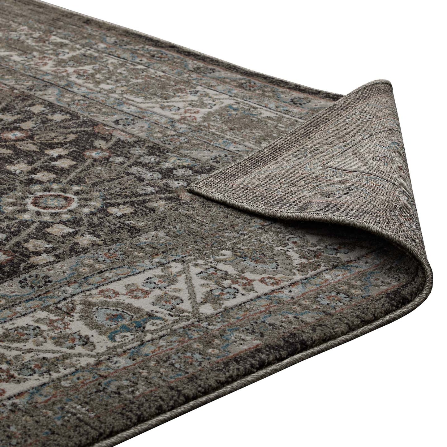 Modway Outlet Berit Distressed Vintage Floral Lattice 5x8 Area Rug by Modway  Living Room Rugs Brown and Beige - R-1104A-58