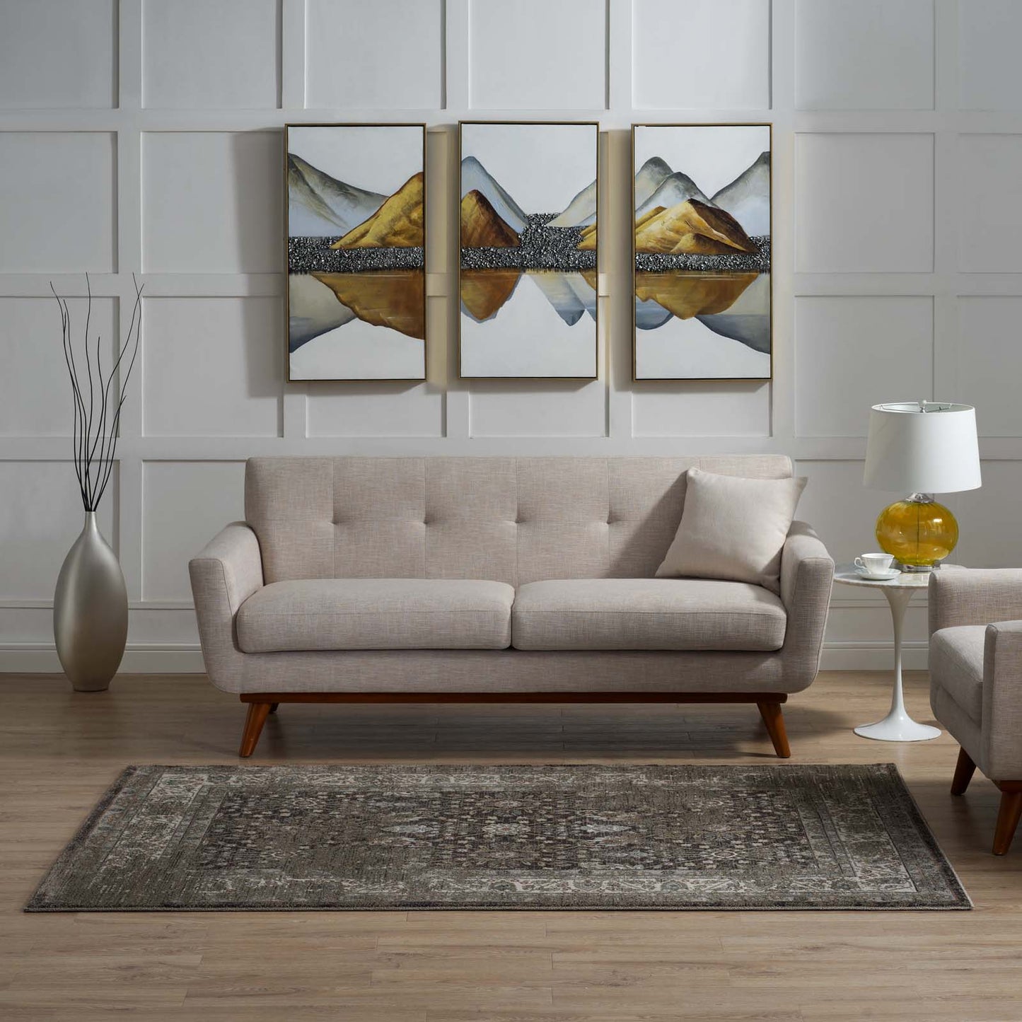 Modway Outlet Berit Distressed Vintage Floral Lattice 5x8 Area Rug by Modway  Living Room Rugs Brown and Beige - R-1104A-58