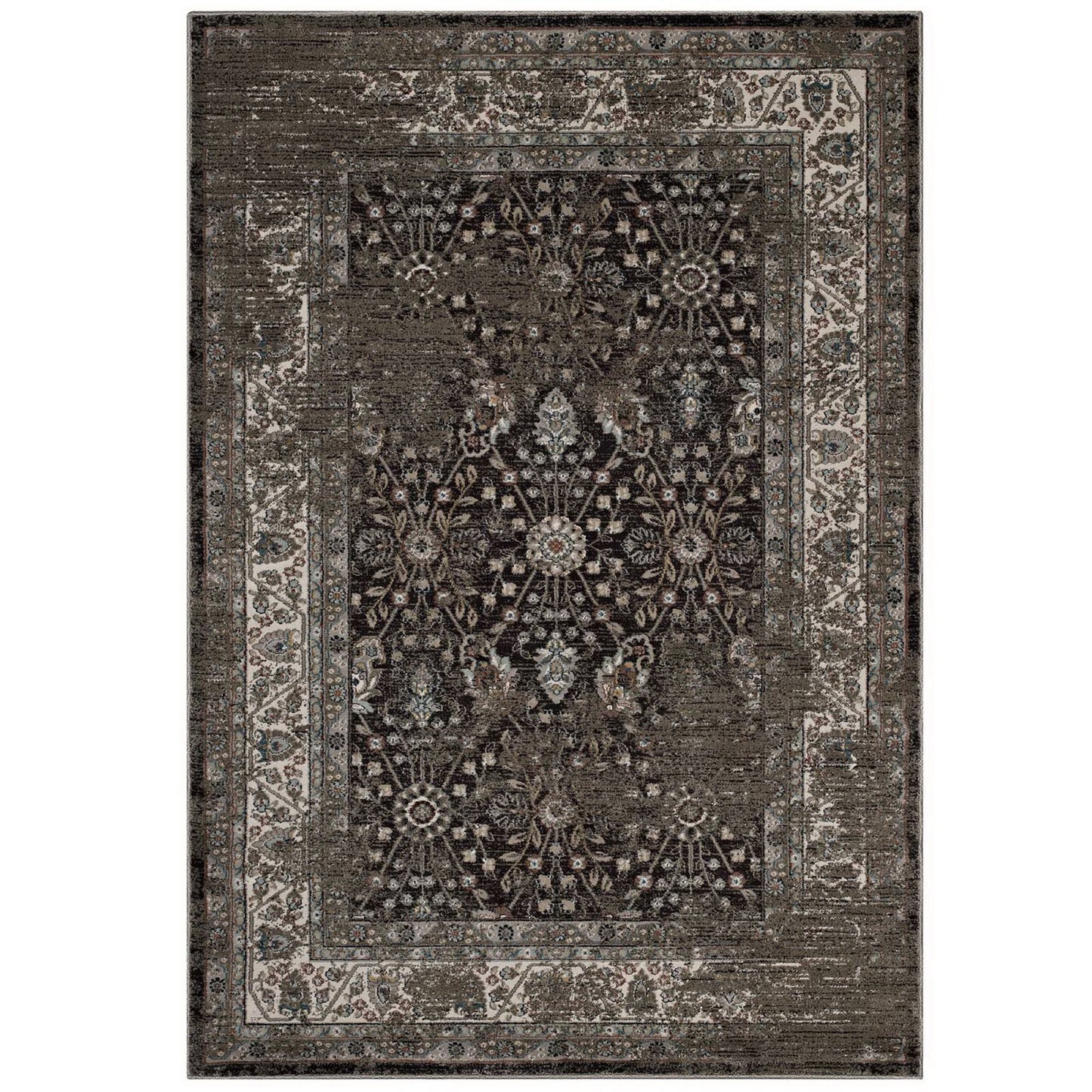 Modway Outlet Berit Distressed Vintage Floral Lattice 8x10 Area Rug by Modway  Living Room Rugs Brown and Beige - R-1104A-810