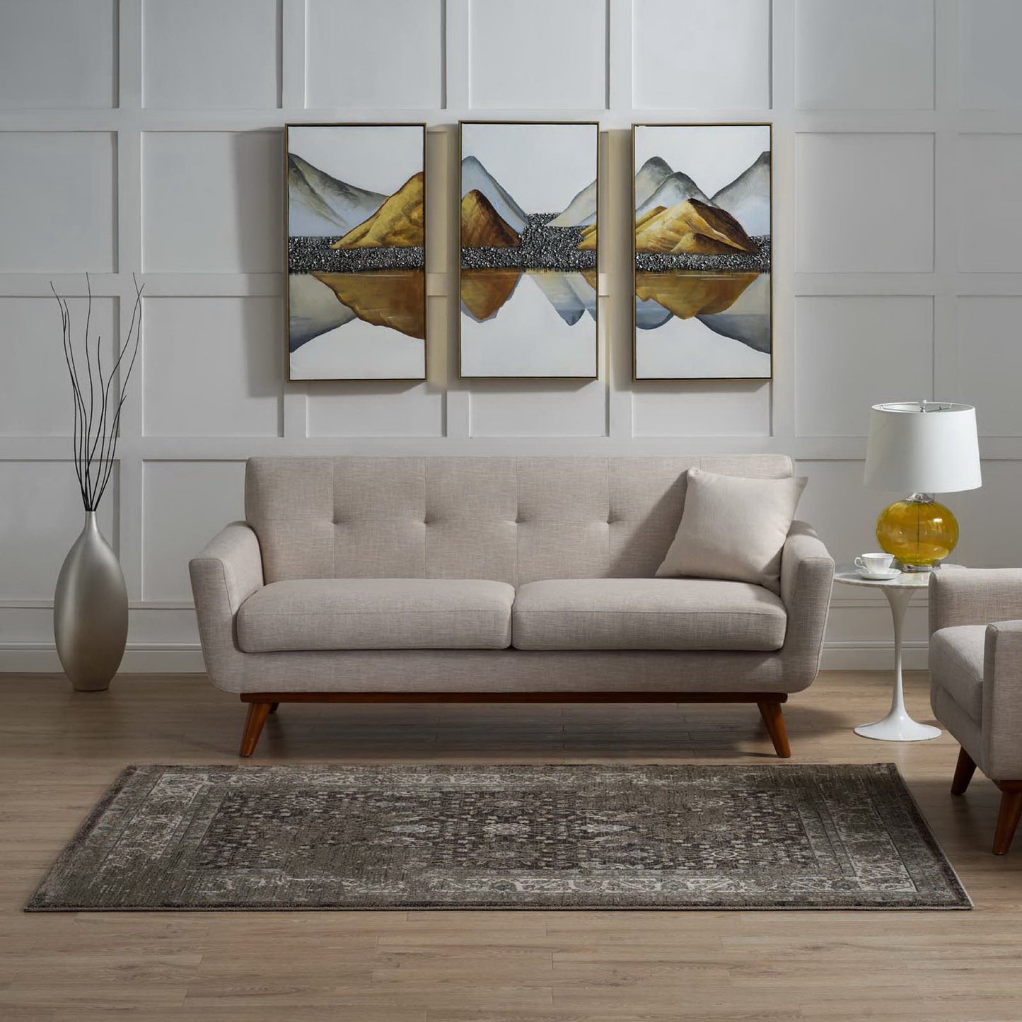 Modway Outlet Berit Distressed Vintage Floral Lattice 8x10 Area Rug by Modway  Living Room Rugs Brown and Beige - R-1104A-810