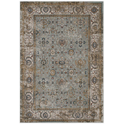 Modway Outlet Hisa Distressed Vintage Floral Lattice 5x8 Area Rug by Modway  Living Room Rugs Silver Blue Beige and Brown - R-1106A-58