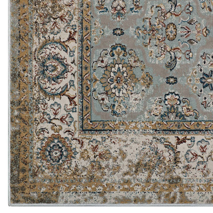 Modway Outlet Hisa Distressed Vintage Floral Lattice 5x8 Area Rug by Modway  Living Room Rugs Silver Blue Beige and Brown - R-1106A-58