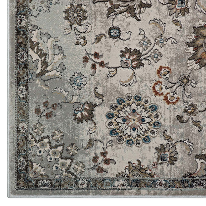 Modway Outlet Hana Distressed Vintage Floral Lattice 5x8 Area Rug by Modway  Living Room Rugs Silver Blue Beige and Brown - R-1107A-58