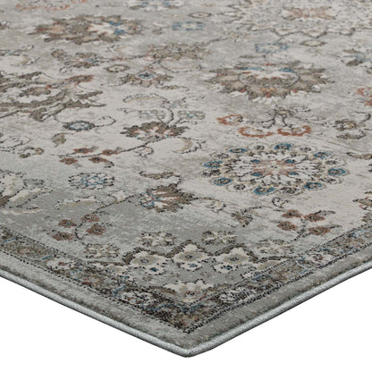 Modway Outlet Hana Distressed Vintage Floral Lattice 5x8 Area Rug by Modway  Living Room Rugs Silver Blue Beige and Brown - R-1107A-58