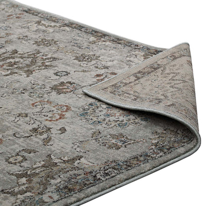 Modway Outlet Hana Distressed Vintage Floral Lattice 5x8 Area Rug by Modway  Living Room Rugs Silver Blue Beige and Brown - R-1107A-58