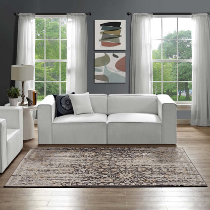 Modway Outlet Ganesa Distressed Diamond Floral Lattice 8x10 Area Rug by Modway  Living Room Rugs Black and Beige - R-1108A-810