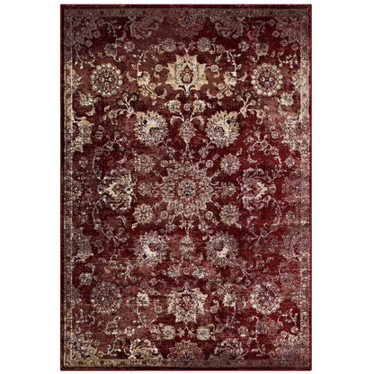 Modway Outlet Cynara Distressed Floral Vintage Medallion 5x8 Area Rug by Modway  Living Room Rugs Burgundy and Beige - R-1111A-58