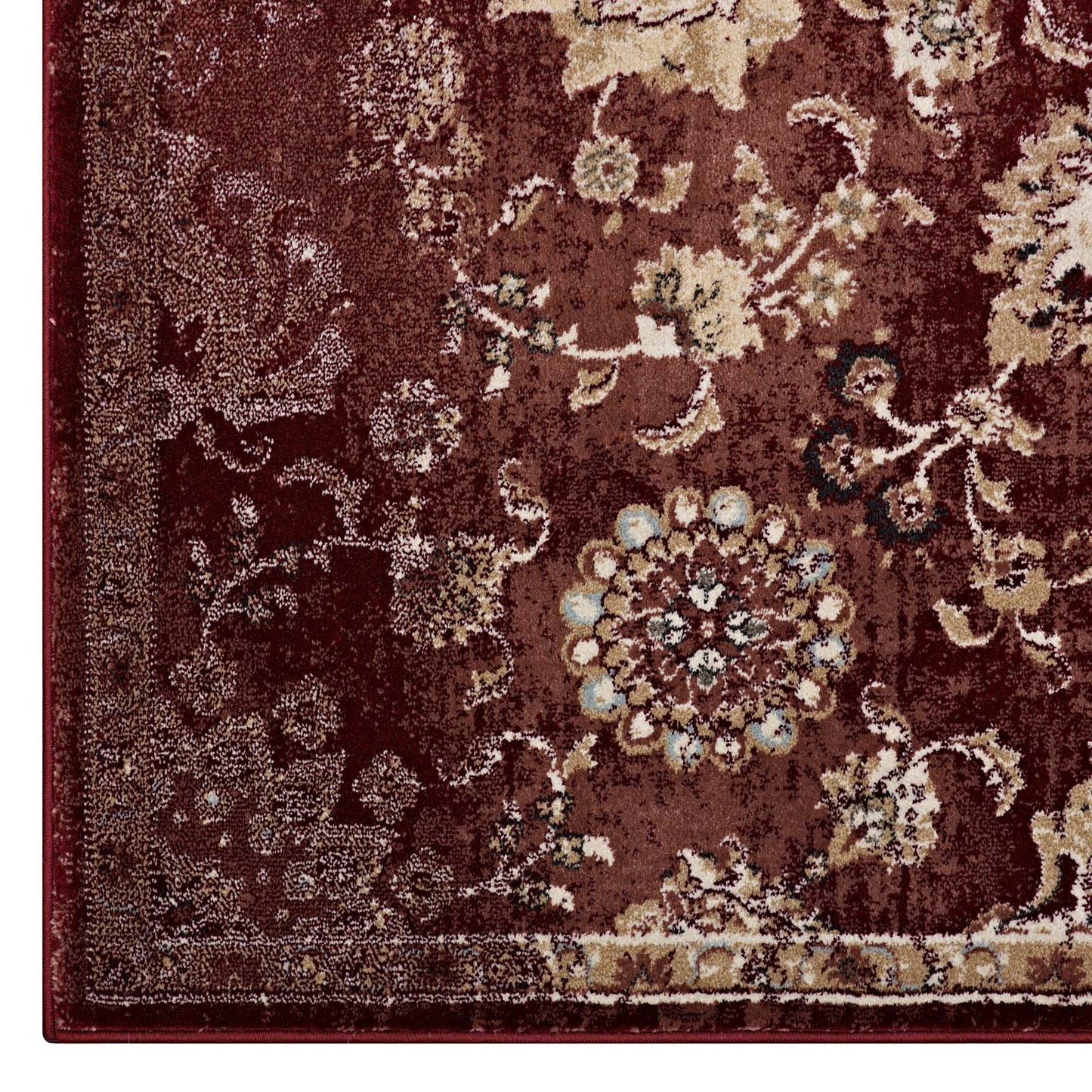 Modway Outlet Cynara Distressed Floral Vintage Medallion 5x8 Area Rug by Modway  Living Room Rugs Burgundy and Beige - R-1111A-58