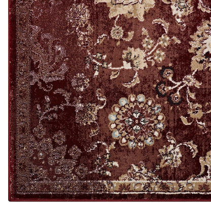 Modway Outlet Cynara Distressed Floral Vintage Medallion 5x8 Area Rug by Modway  Living Room Rugs Burgundy and Beige - R-1111A-58