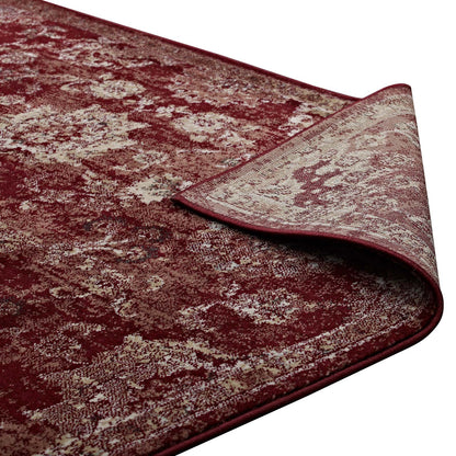 Modway Outlet Cynara Distressed Floral Vintage Medallion 5x8 Area Rug by Modway  Living Room Rugs Burgundy and Beige - R-1111A-58