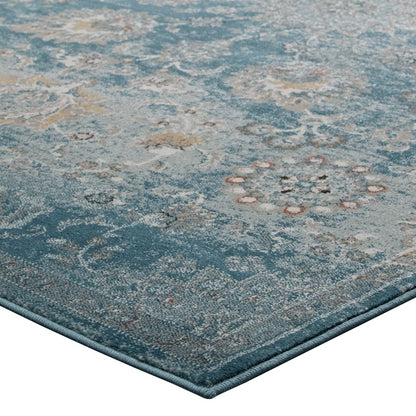 Modway Outlet Cynara Distressed Floral Vintage Medallion 5x8 Area Rug by Modway  Living Room Rugs Silver Blue Teal and Beige - R-1111B-58