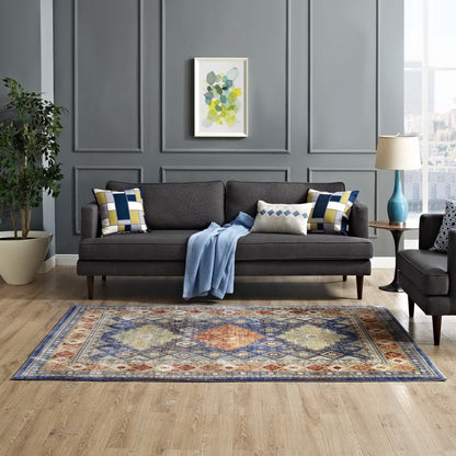 Modway Outlet Atzi Distressed Southwestern Diamond Floral 4x6 Area Rug by Modway  Living Room Rugs Multicolored - R-1117A-46