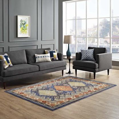 Modway Outlet Atzi Distressed Southwestern Diamond Floral 4x6 Area Rug by Modway  Living Room Rugs Multicolored - R-1117A-46