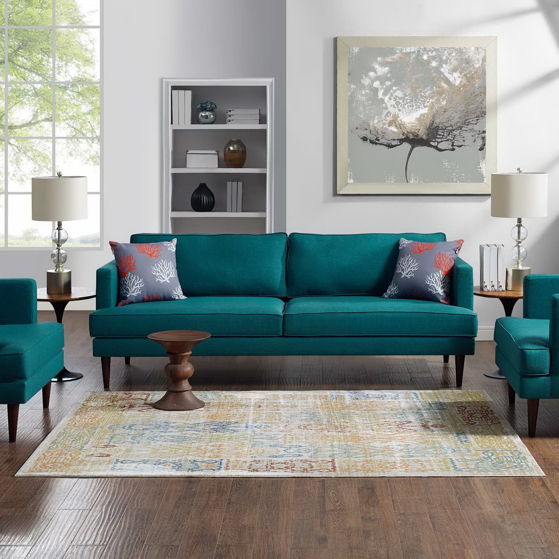 Multicolored Southwestern Aztec distressed 4x6 area rug.