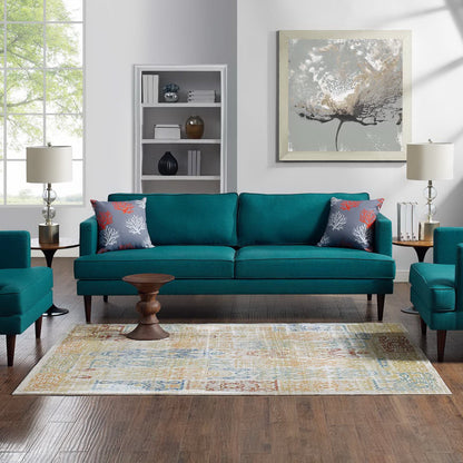 Multicolored Southwestern Aztec distressed 4x6 area rug.