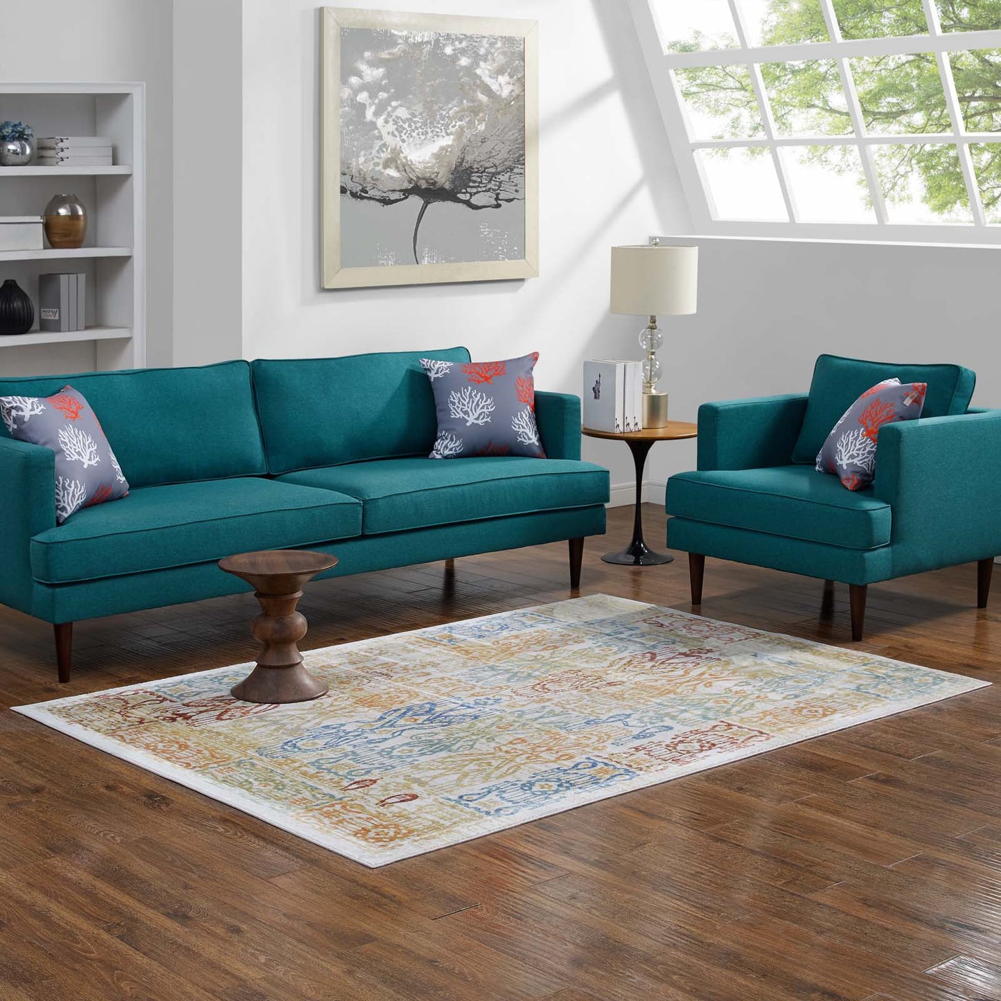 Modway Outlet Solimar Distressed Southwestern Aztec 8x10 Area Rug by Modway  Living Room Rugs Multicolored - R-1119A-810
