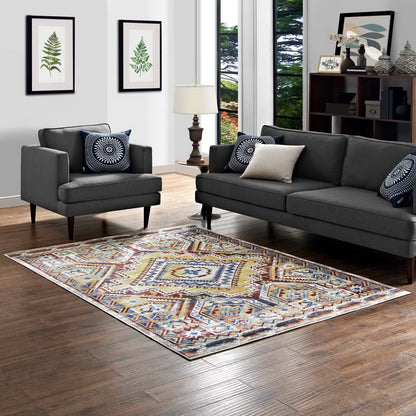 Modway Outlet Florita Distressed Southwestern Aztec 4x6 Area Rug by Modway  Living Room Rugs Multicolored - R-1120A-46