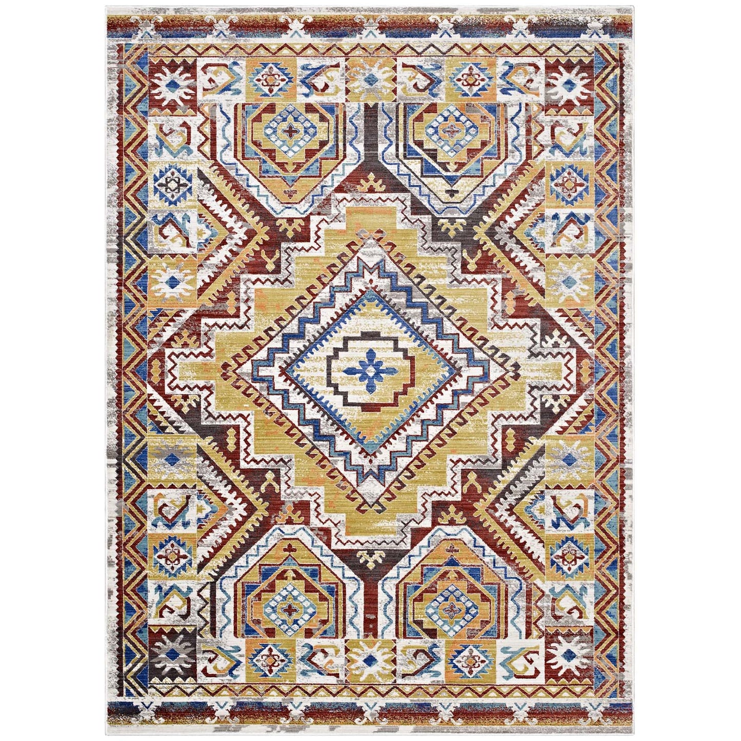 Modway Outlet Florita Distressed Southwestern Aztec 5x8 Area Rug by Modway  Living Room Rugs Multicolored - R-1120A-58