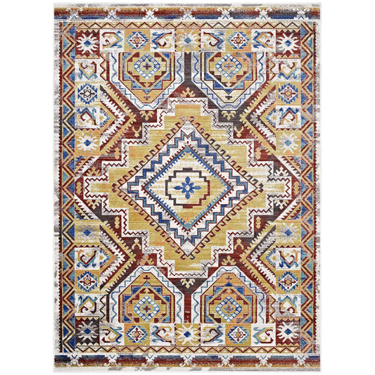 Modway Outlet Florita Distressed Southwestern Aztec 5x8 Area Rug by Modway  Living Room Rugs Multicolored - R-1120A-58