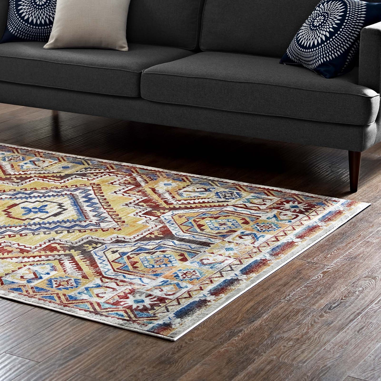 Modway Outlet Florita Distressed Southwestern Aztec 8x10 Area Rug by Modway  Living Room Rugs Multicolored - R-1120A-810