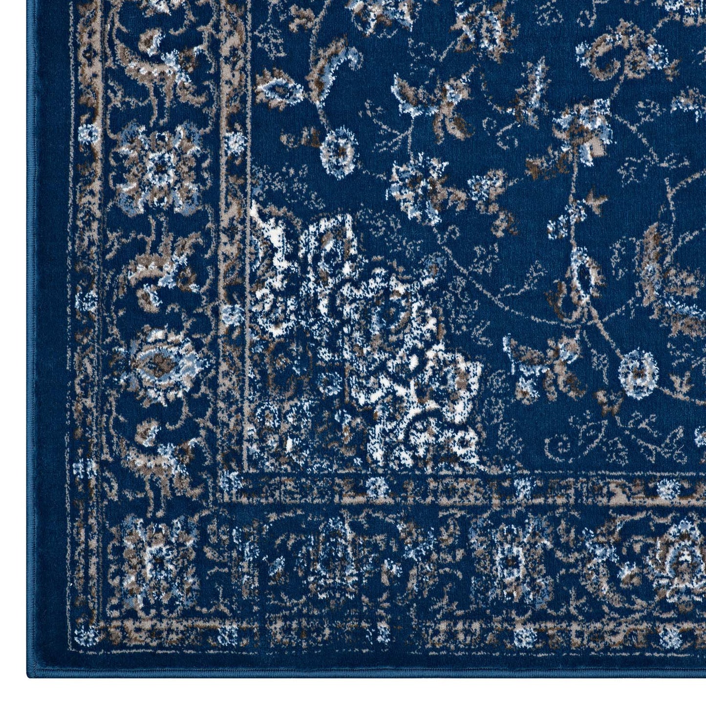 Modway Outlet Lilja Distressed Vintage Medallion 5x8 Area Rug by Modway  Living Room Rugs Moroccan Blue Beige and Ivory - R-1127A-58