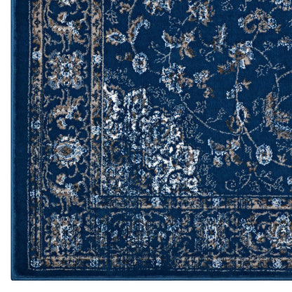 Modway Outlet Lilja Distressed Vintage Medallion 5x8 Area Rug by Modway  Living Room Rugs Moroccan Blue Beige and Ivory - R-1127A-58