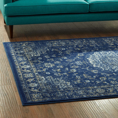 Modway Outlet Lilja Distressed Vintage Medallion 5x8 Area Rug by Modway  Living Room Rugs Moroccan Blue Beige and Ivory - R-1127A-58