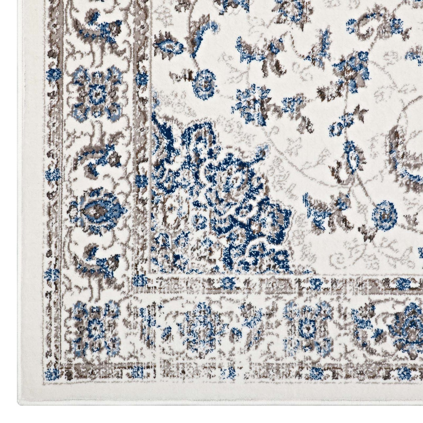Modway Outlet Lilja Distressed Vintage Medallion 5x8 Area Rug by Modway  Living Room Rugs Ivory and Moroccan Blue - R-1127B-58