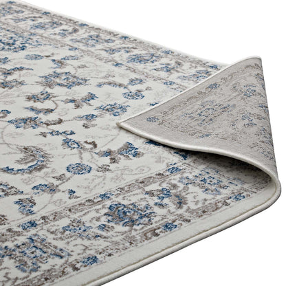 Modway Outlet Lilja Distressed Vintage Medallion 5x8 Area Rug by Modway  Living Room Rugs Ivory and Moroccan Blue - R-1127B-58