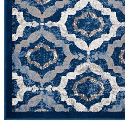 Modway Outlet Kalinda Rustic Vintage Moroccan Trellis 5x8 Area Rug by Modway  Living Room Rugs Beige Moroccan Blue and Ivory - R-1128B-58
