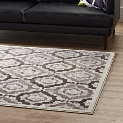 Modway Outlet Kalinda Rustic Vintage Moroccan Trellis 5x8 Area Rug by Modway  Living Room Rugs Brown Beige and Ivory - R-1128C-58