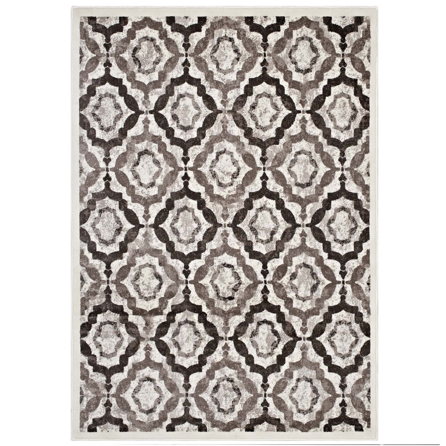 Modway Outlet Kalinda Rustic Vintage Moroccan Trellis 8x10 Area Rug by Modway  Living Room Rugs Brown Beige and Ivory - R-1128C-810