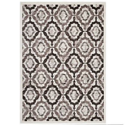 Modway Outlet Kalinda Rustic Vintage Moroccan Trellis 8x10 Area Rug by Modway  Living Room Rugs Brown Beige and Ivory - R-1128C-810