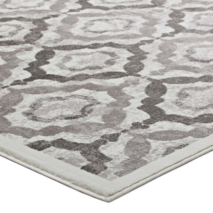 Modway Outlet Kalinda Rustic Vintage Moroccan Trellis 8x10 Area Rug by Modway  Living Room Rugs Brown Beige and Ivory - R-1128C-810