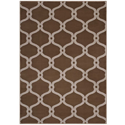 Modway Outlet Beltara Chain Link Transitional Trellis 5x8 Area Rug by Modway  Living Room Rugs Dark Tan and Beige - R-1129A-58