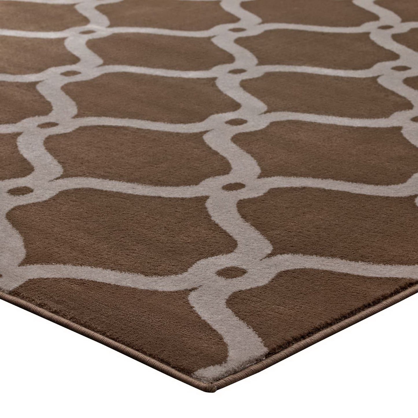 Modway Outlet Beltara Chain Link Transitional Trellis 5x8 Area Rug by Modway  Living Room Rugs Dark Tan and Beige - R-1129A-58