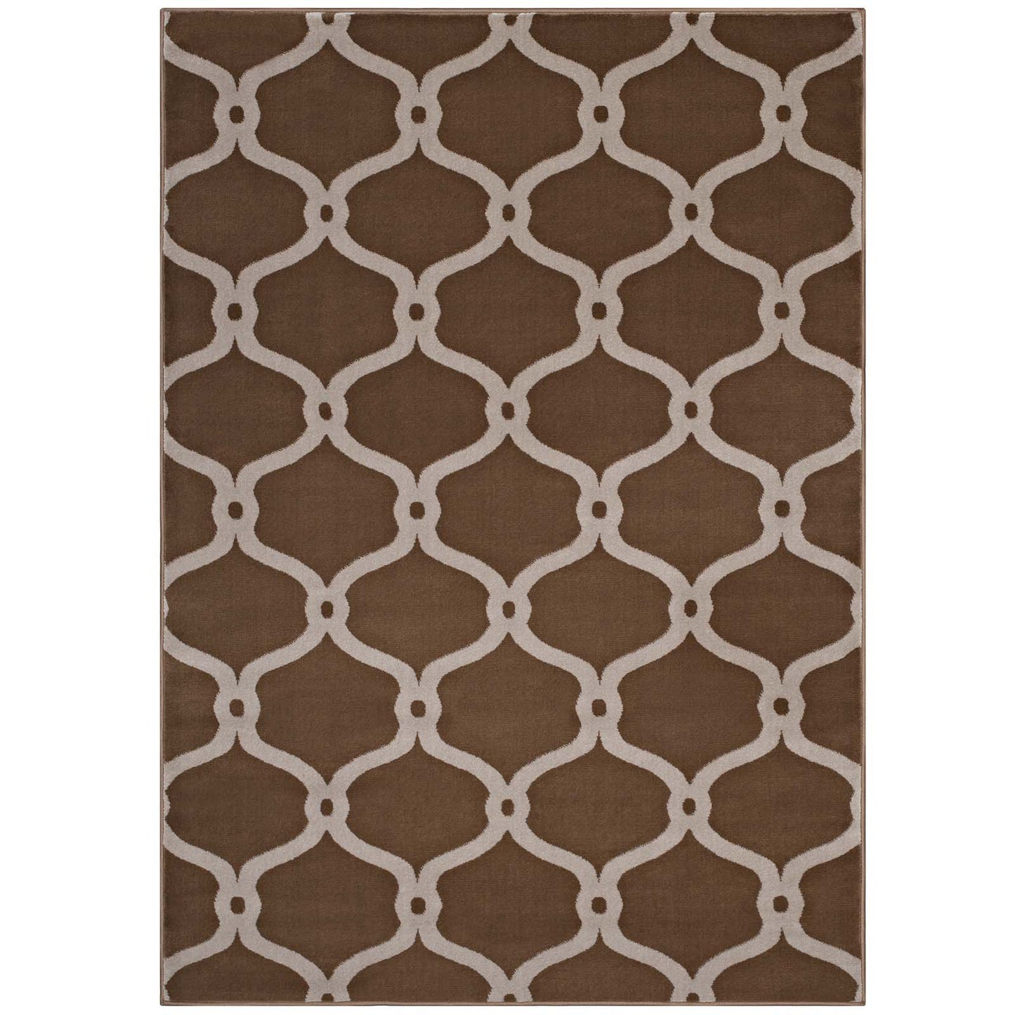 Modway Outlet Beltara Chain Link Transitional Trellis 8x10 Area Rug by Modway  Living Room Rugs Dark Tan and Beige - R-1129A-810