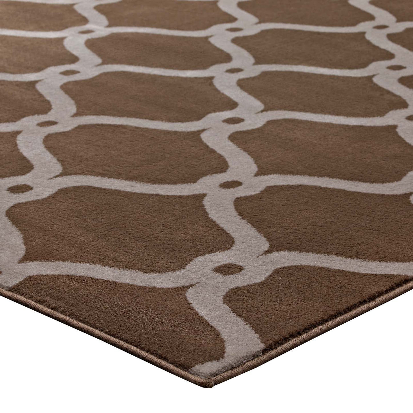 Modway Outlet Beltara Chain Link Transitional Trellis 8x10 Area Rug by Modway  Living Room Rugs Dark Tan and Beige - R-1129A-810