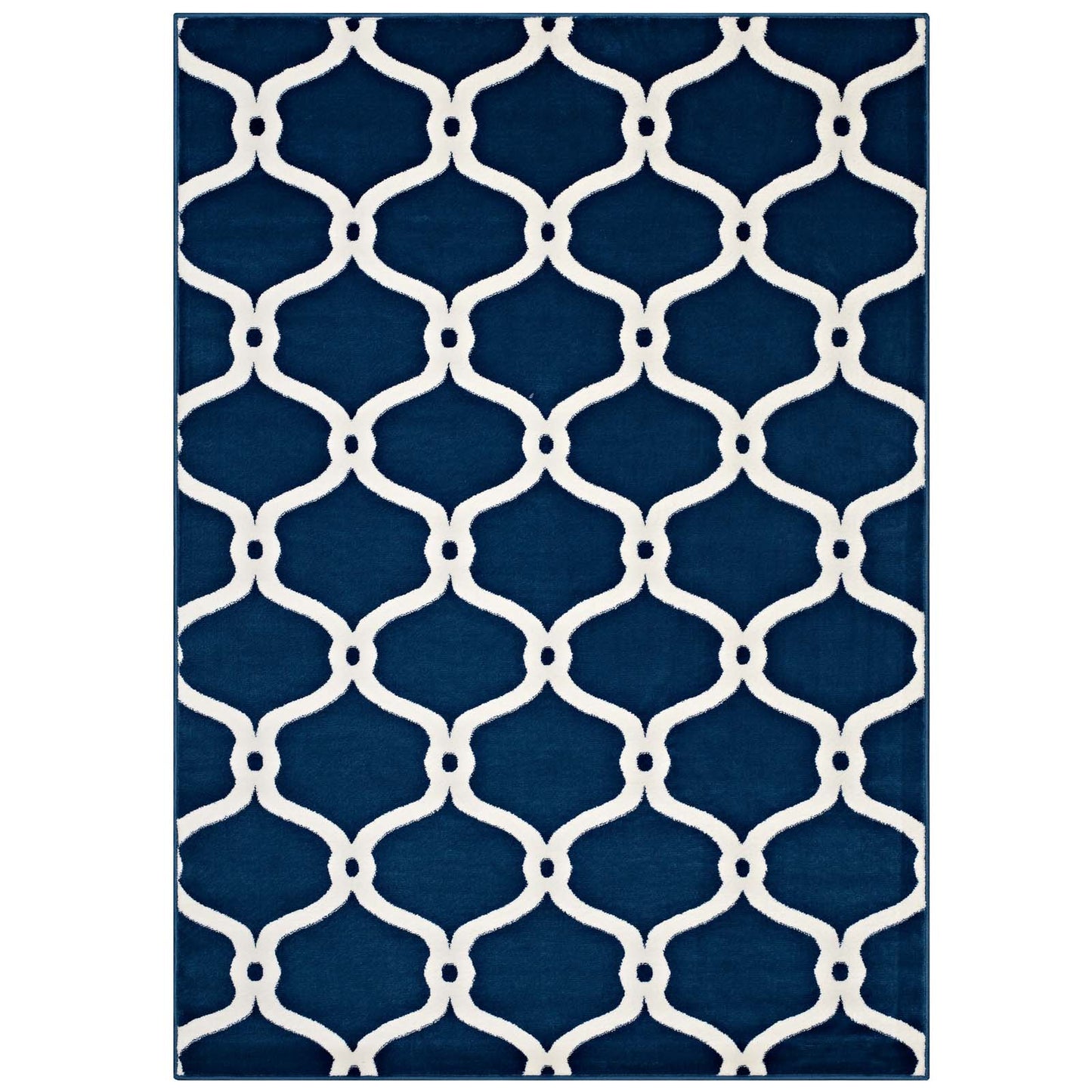Modway Outlet Beltara Chain Link Transitional Trellis 5x8 Area Rug by Modway  Living Room Rugs Moroccan Blue and Ivory - R-1129B-58